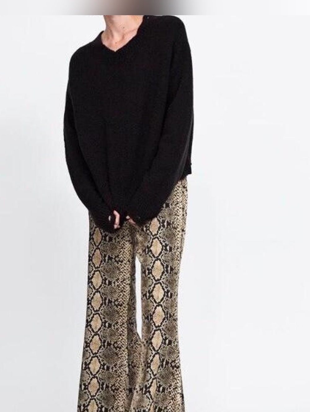 Zara Women's Python Snake Print Flareleg Trousers XL - Picture 6 of 8